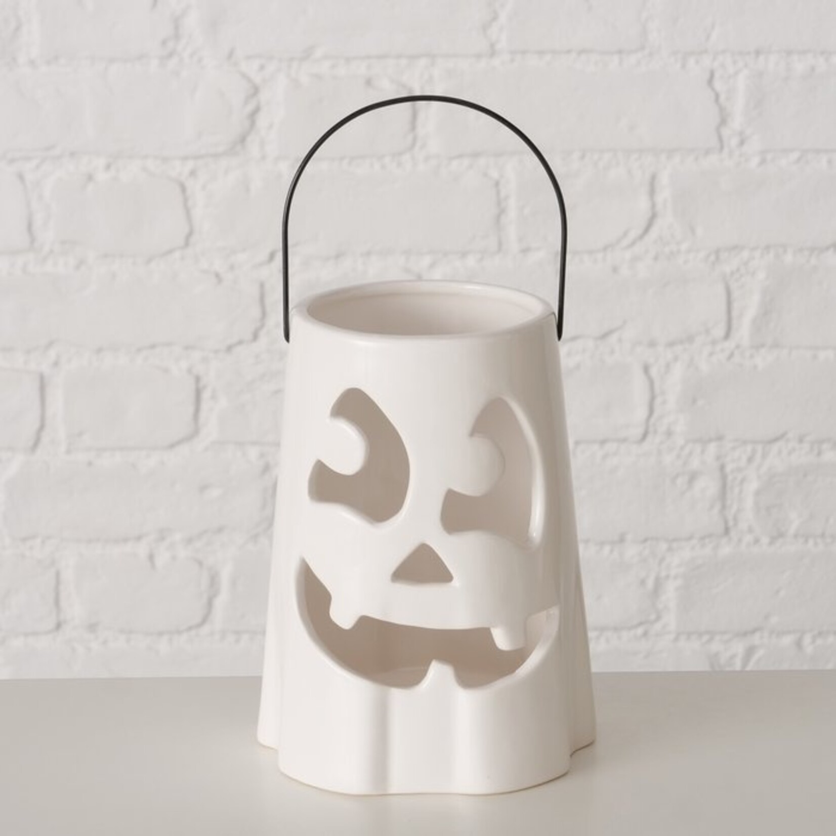 WINDLICHT BOU ROND H:17.80CM STEEN WIT