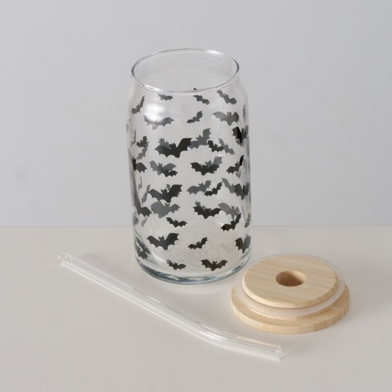 PARTYBEKER GHOSTIE VLEERMUIZEN 440ML GLAS ZWART