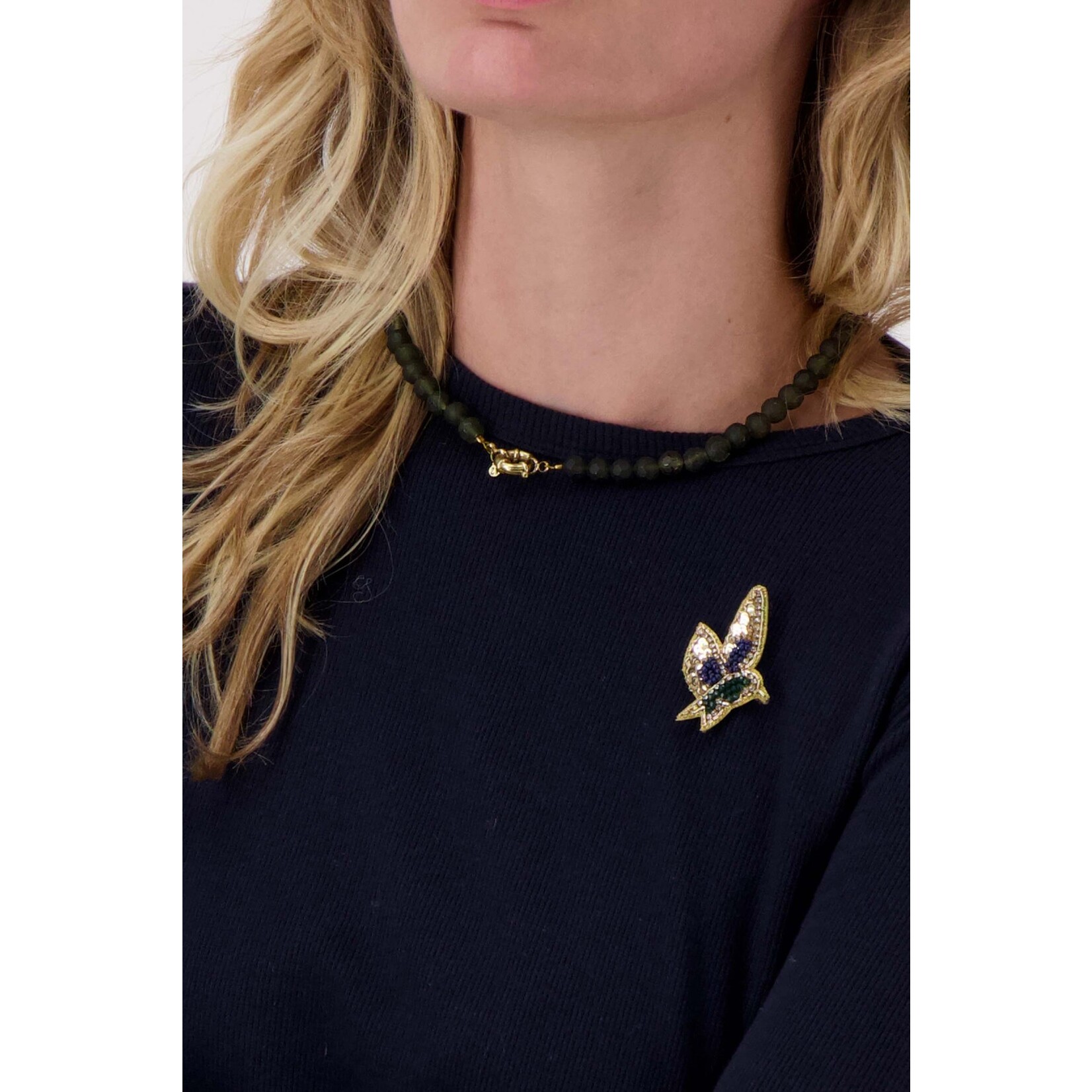 ZUSSS KRALEN KETTING MOSS GREEN