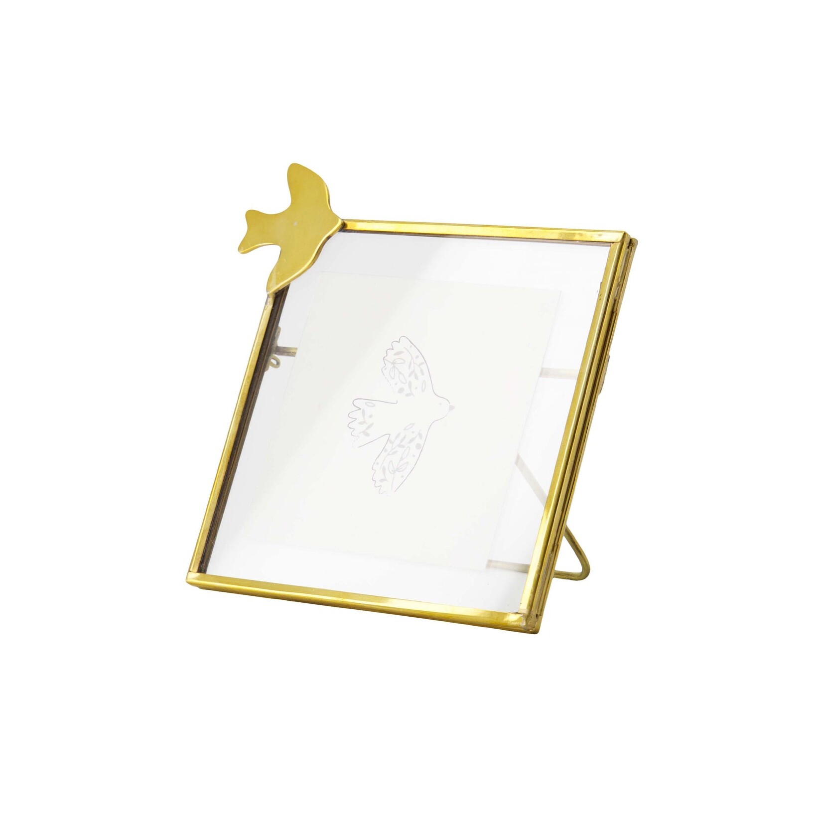 ZUSSS FOTOLIJSTJE METAAL VOGELTJE GOUD