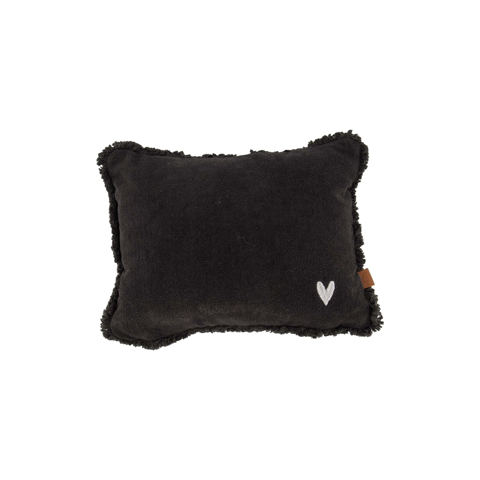 ZUSSS KUSSEN VELVET ZILVER HARTJE 35X25CM ANTRACIETGRIJS