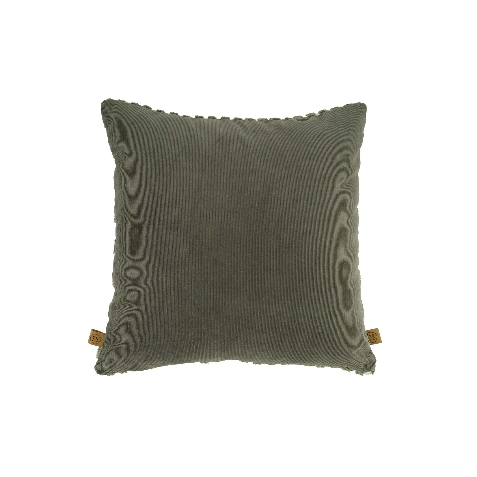 ZUSSS KUSSEN CORDUROY/VELVET GRAFISCH 45X45CM OFFWHITE/GROEN