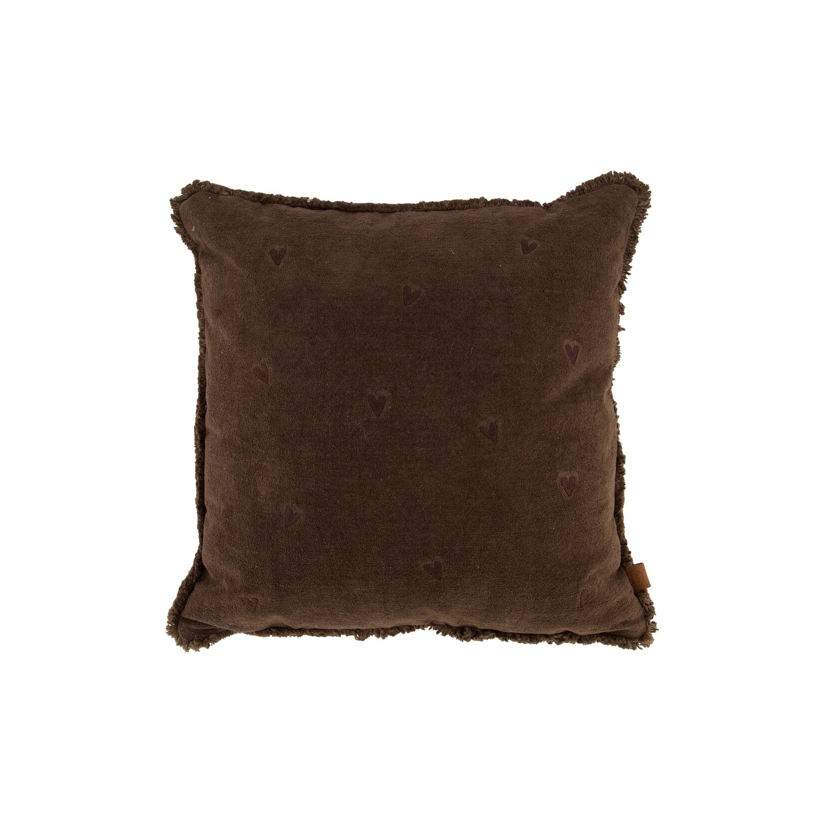 ZUSSS KUSSEN VELVET HARTJES 45X45CM BRUIN