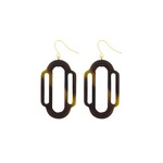 ZUSSS OORHANGERS RESIN MET OPEN VORM CHOCOLADEBRUIN/GOUD