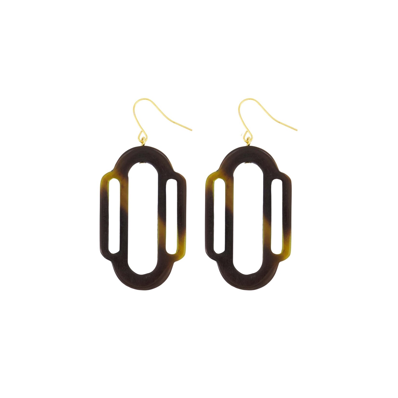 ZUSSS Oorhangers resin met open vorm chocoladebruin/goud