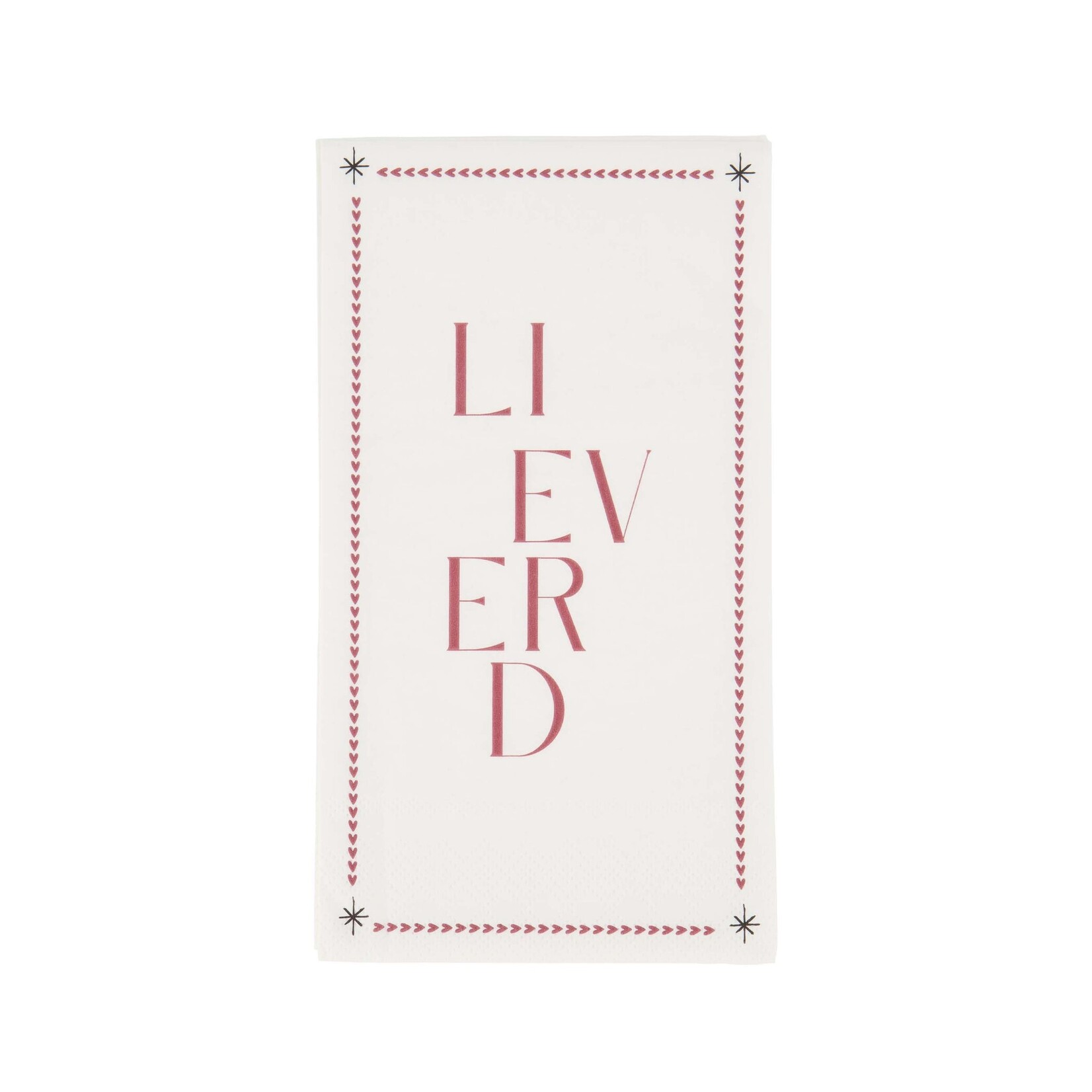 ZUSSS SERVETTEN RECHTHOEK LIEVERD WIT/DONKERROOD