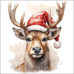 ambiente europe Servet 33 Hert met Kerstmanmuts wit FSC