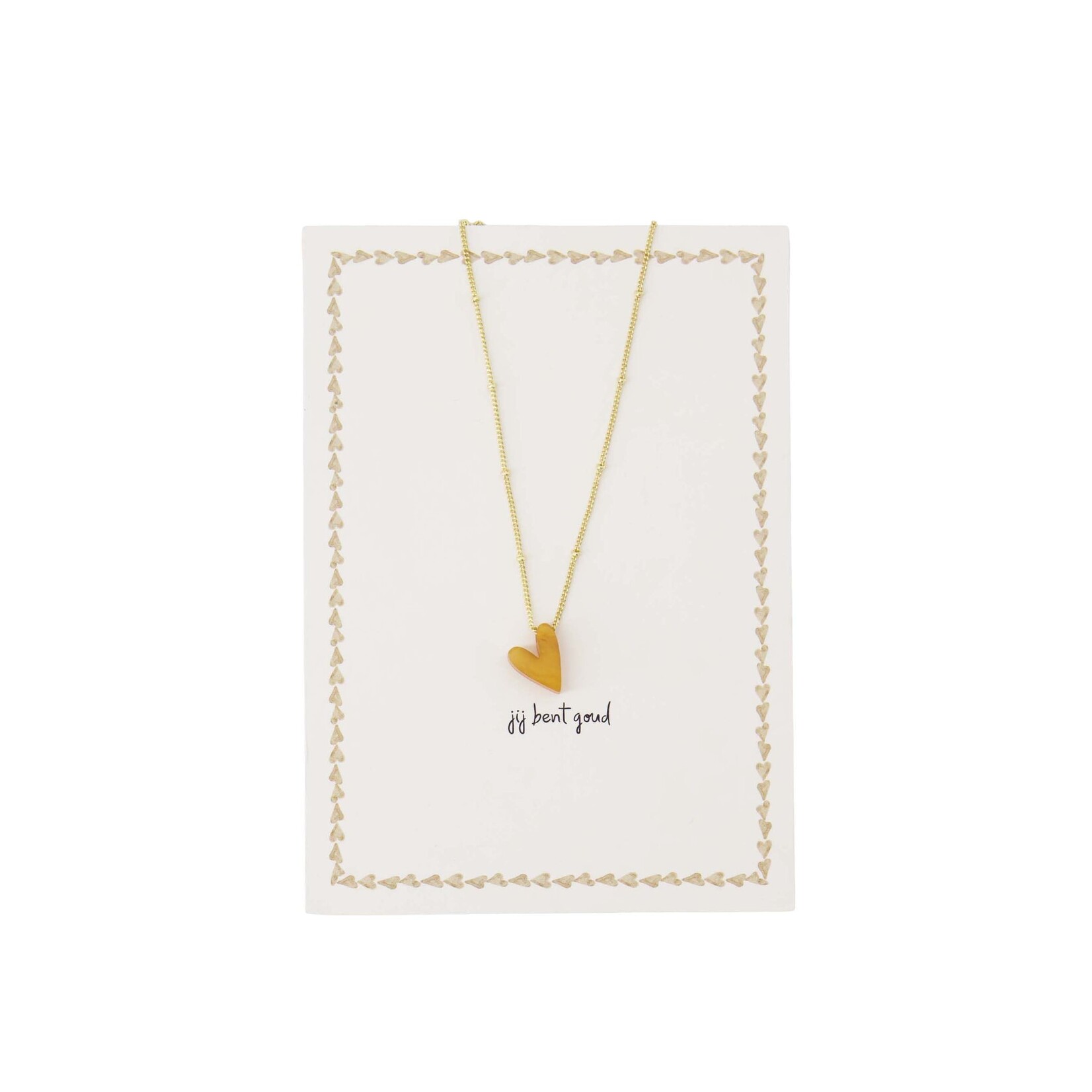 ZUSSS ANSICHTKAART KETTING HARTJE WIT/GOUD