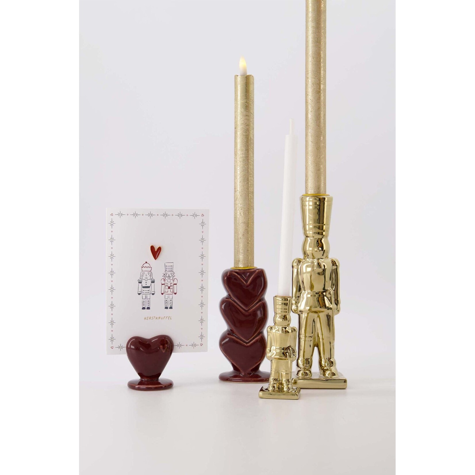 ZUSSS KANDELAAR KERAMIEK NOTENKRAKER GOUD