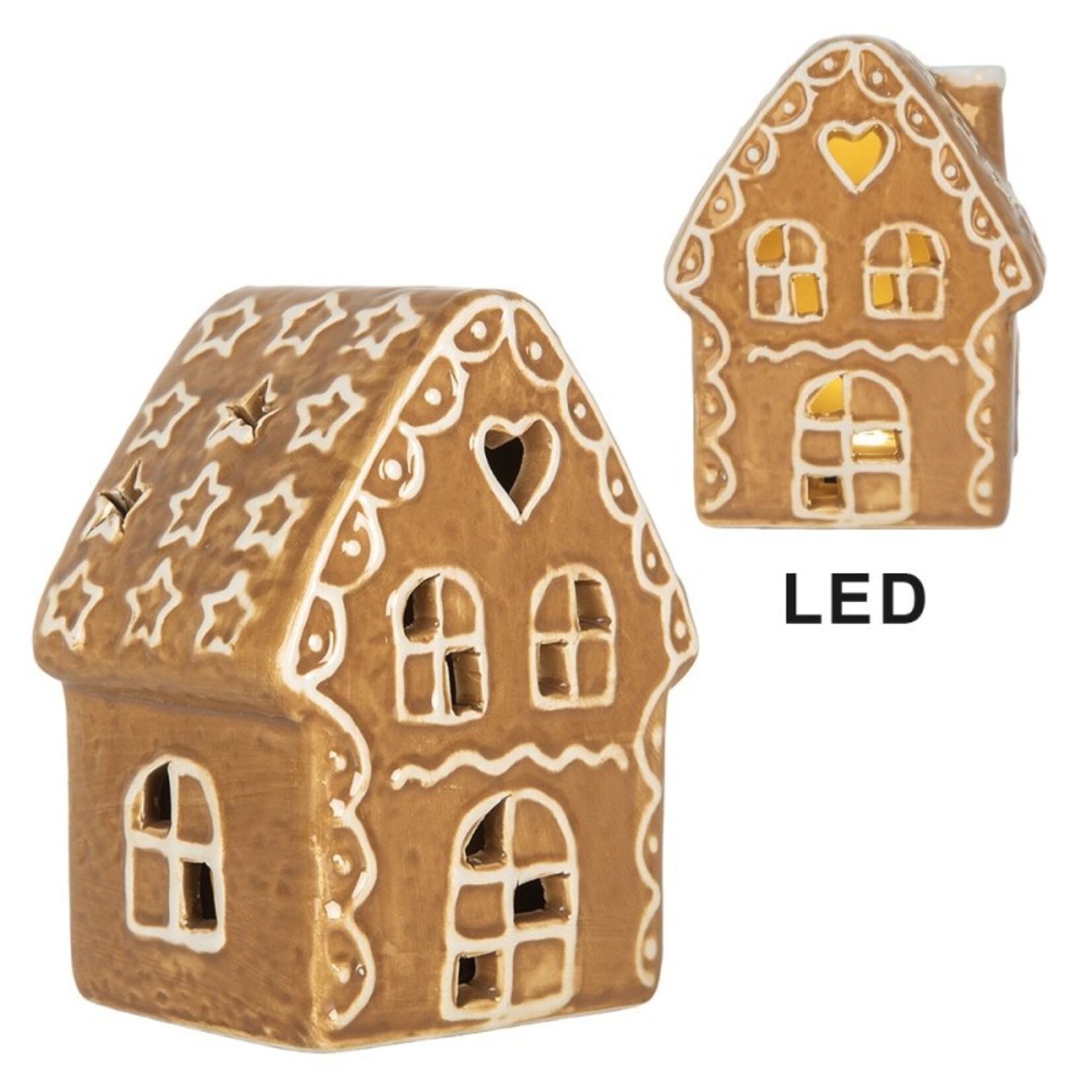 Clayre & Eef DECORATIE HUISJE MET LED 6CE2355