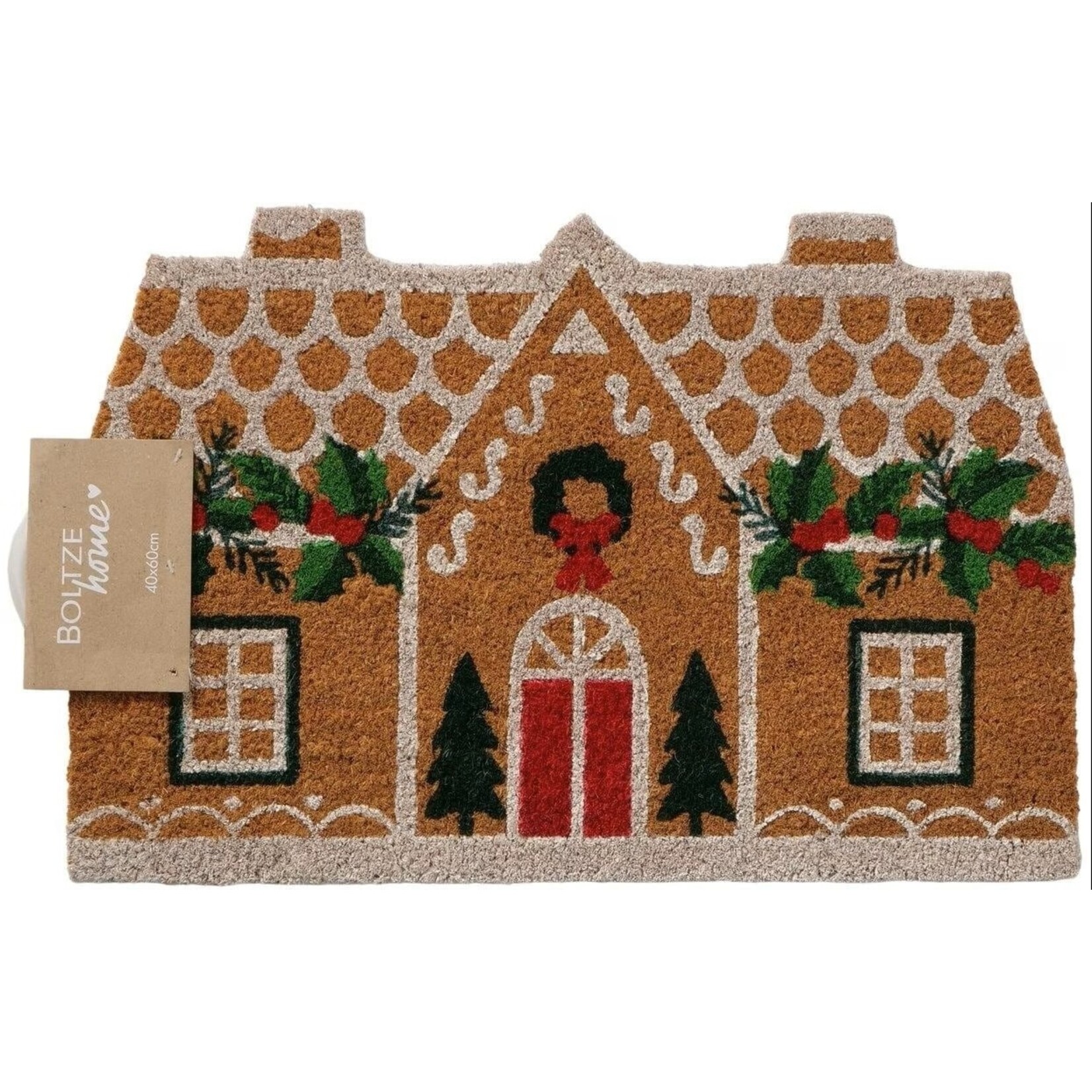 VOETMAT JULEHUS L 60CM KOKOS KERSTMIS