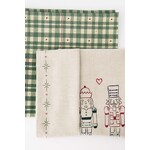 ZUSSS SET VAN 2 THEEDOEKEN KERSTKNUFFEL WIT/DONKERBLAUW/ROOD