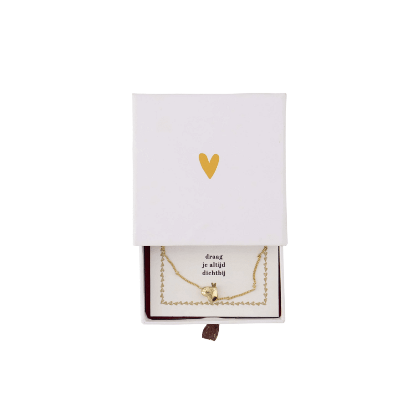 ZUSSS KETTING HARTJE IN SCHUIFDOOSJE IN JE HART WIT