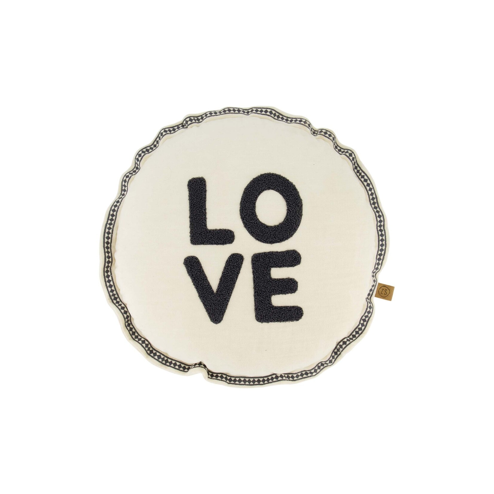 ZUSSS KUSSEN ROND LOVE 45CM ZAND/ANTRACIETGRIJS