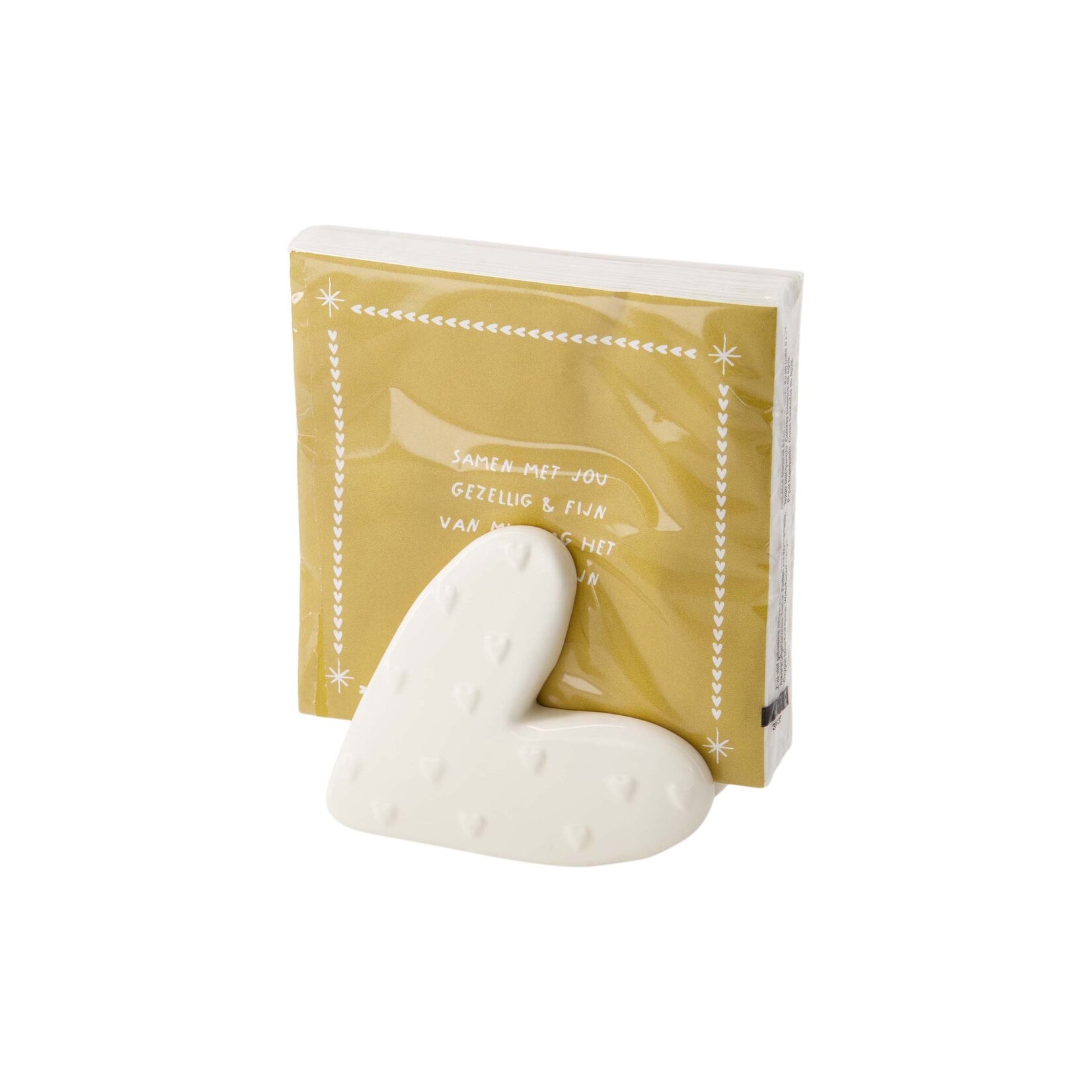 ZUSSS SERVETHOUDER KERAMIEK HARTJE WIT