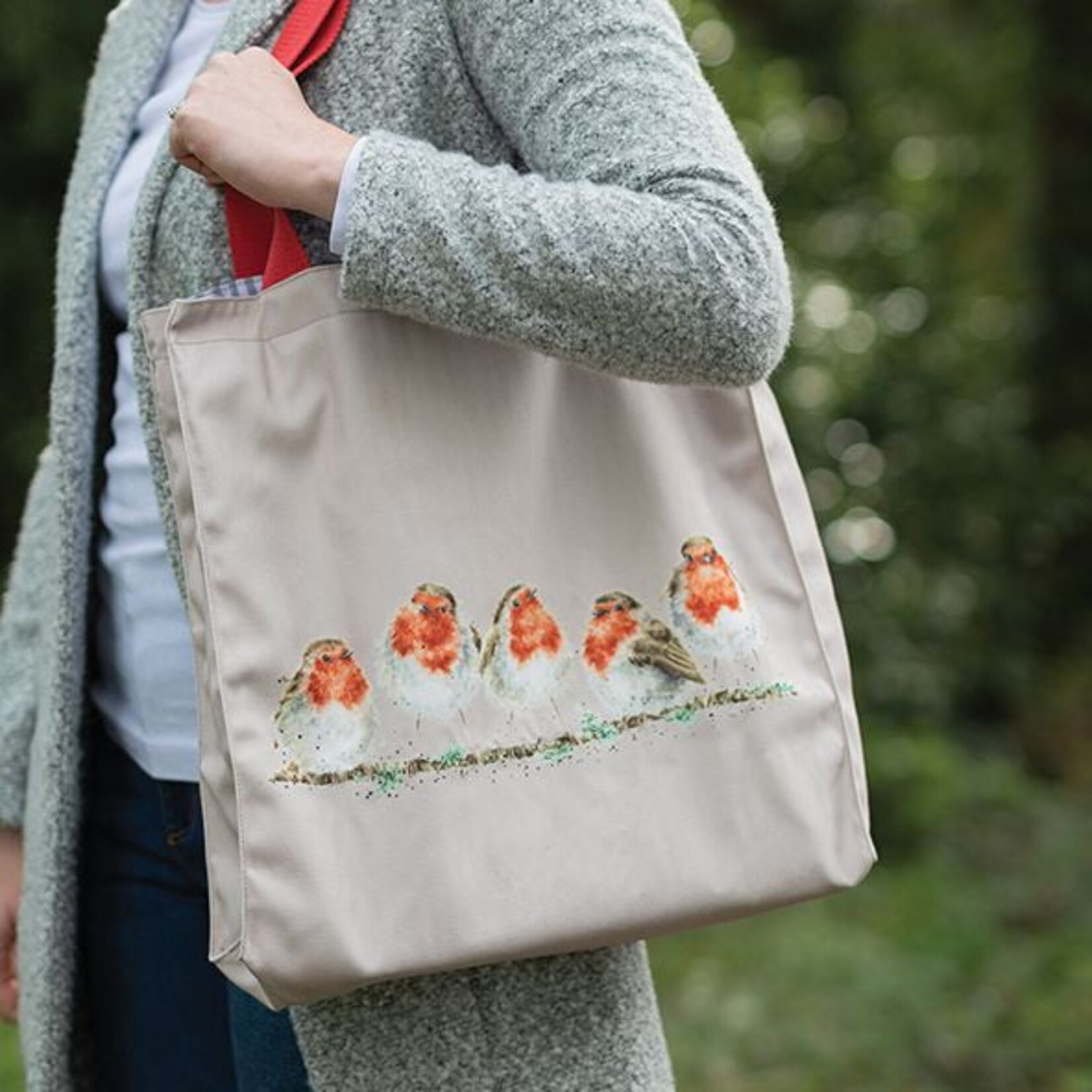 Wrendale 'Jolly Robin' canvas tas met roodborstjemotief