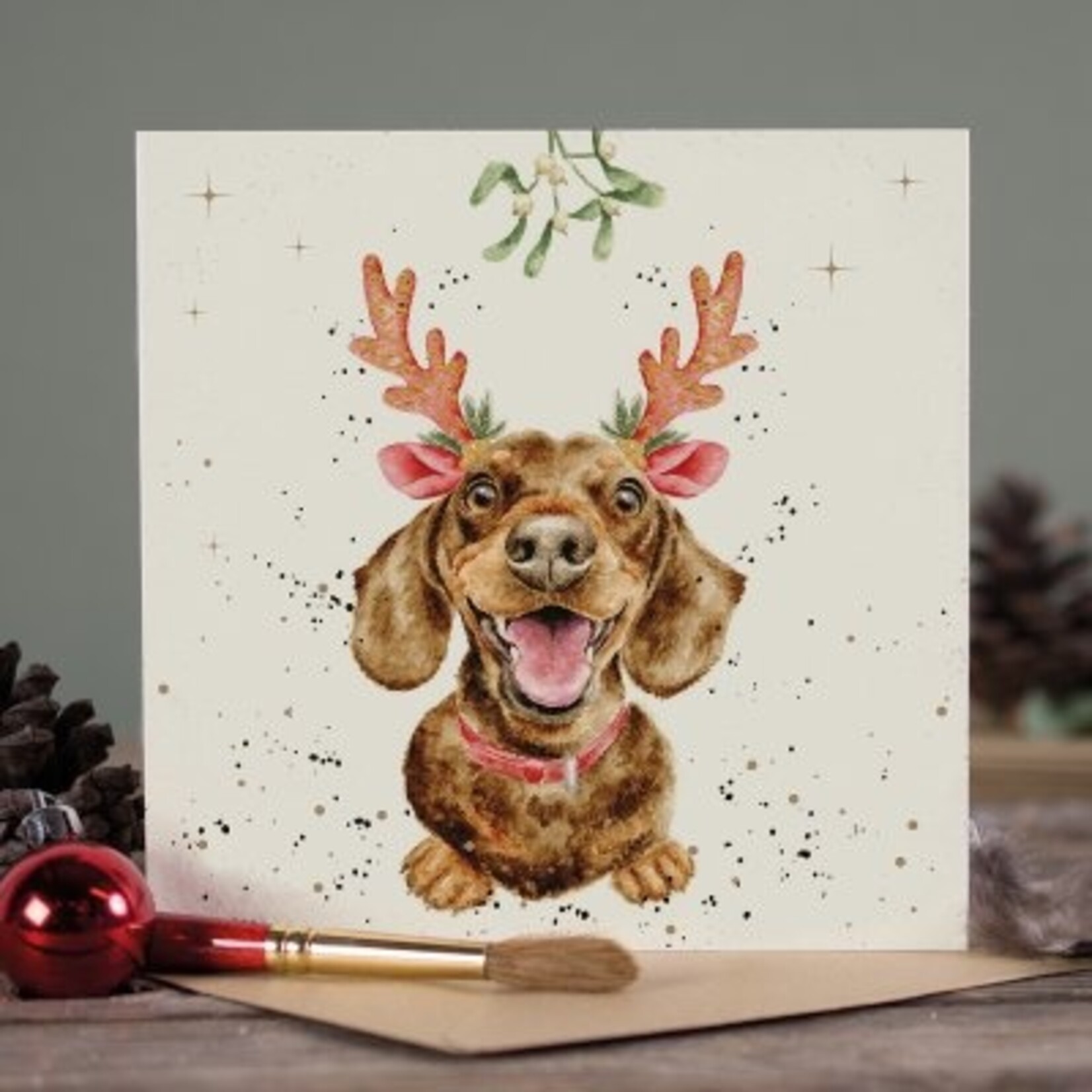 Wrendale KERSTKAART - MISTLETOE AND BARKS