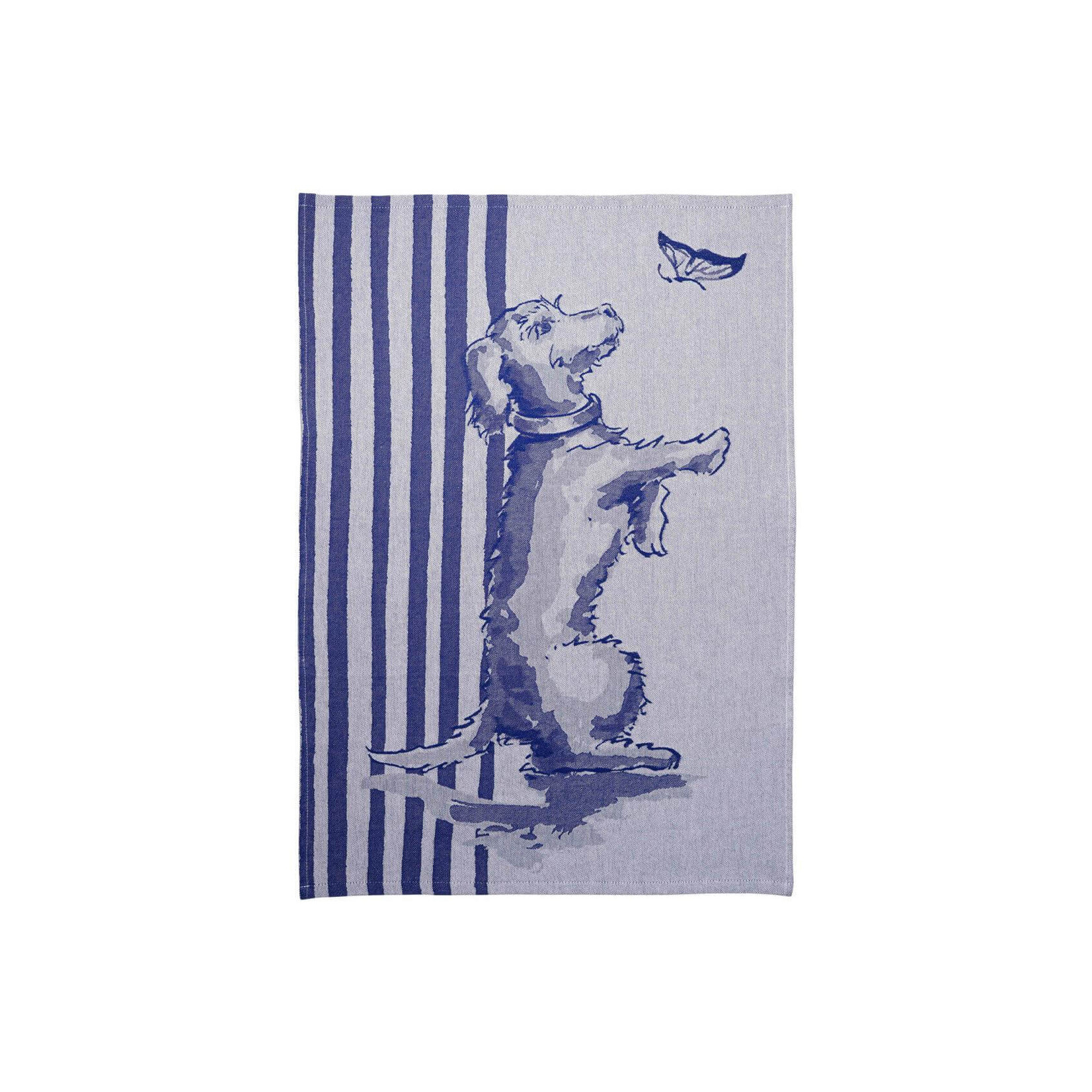 HEINEN DELFTS BLAUW THEEDOEK TECKEL NHAAN STREEP