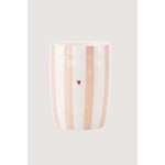 ZUSSS KOFFIEMOK STREEP HARTJE WIT/ROZE/ROOD
