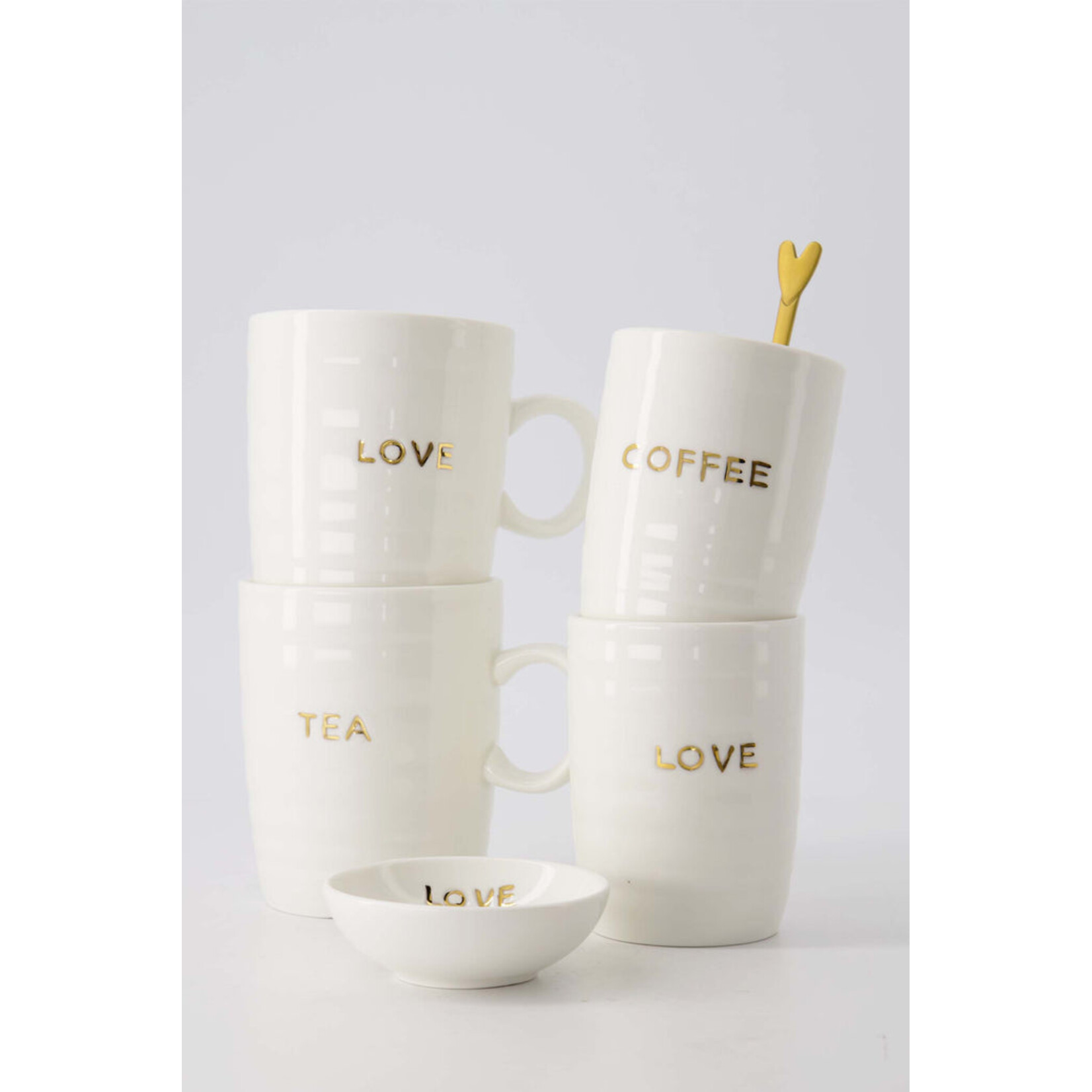 ZUSSS KOFFIEMOK MET OOR LIJN HARTJE WIT/GOUD