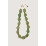 ZUSSS KETTING VAN PLATTE KRALEN OLIVE GREEN