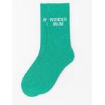 WOOM Glittersokken "Wonder Mum" - pistachegroen