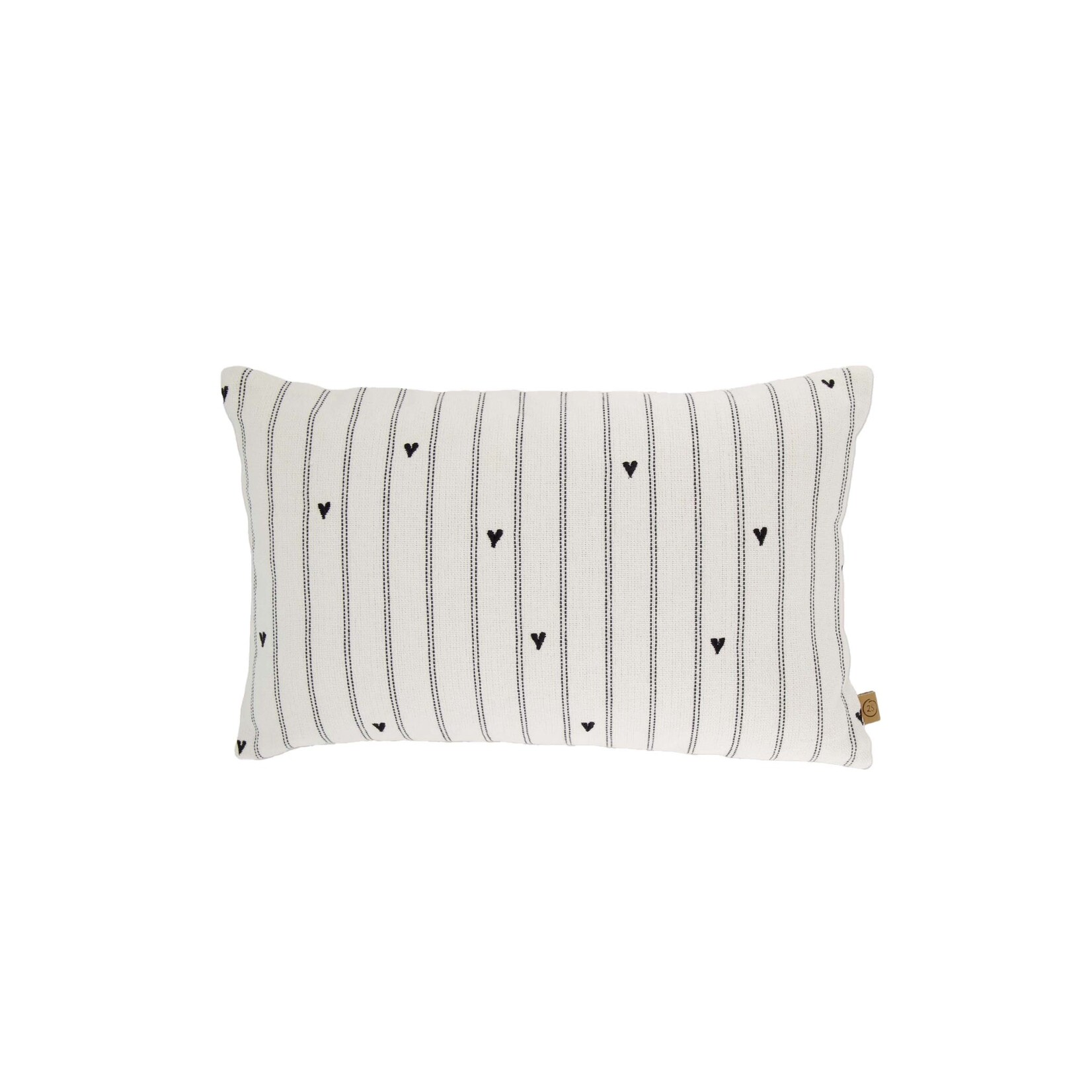 ZUSSS KUSSEN STREPEN/HARTJES 30 X 56 CM ZAND/ANTRACIETGRIJS