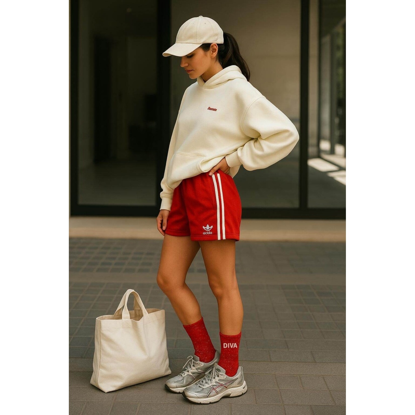 WOOM Glittersokken diva rood