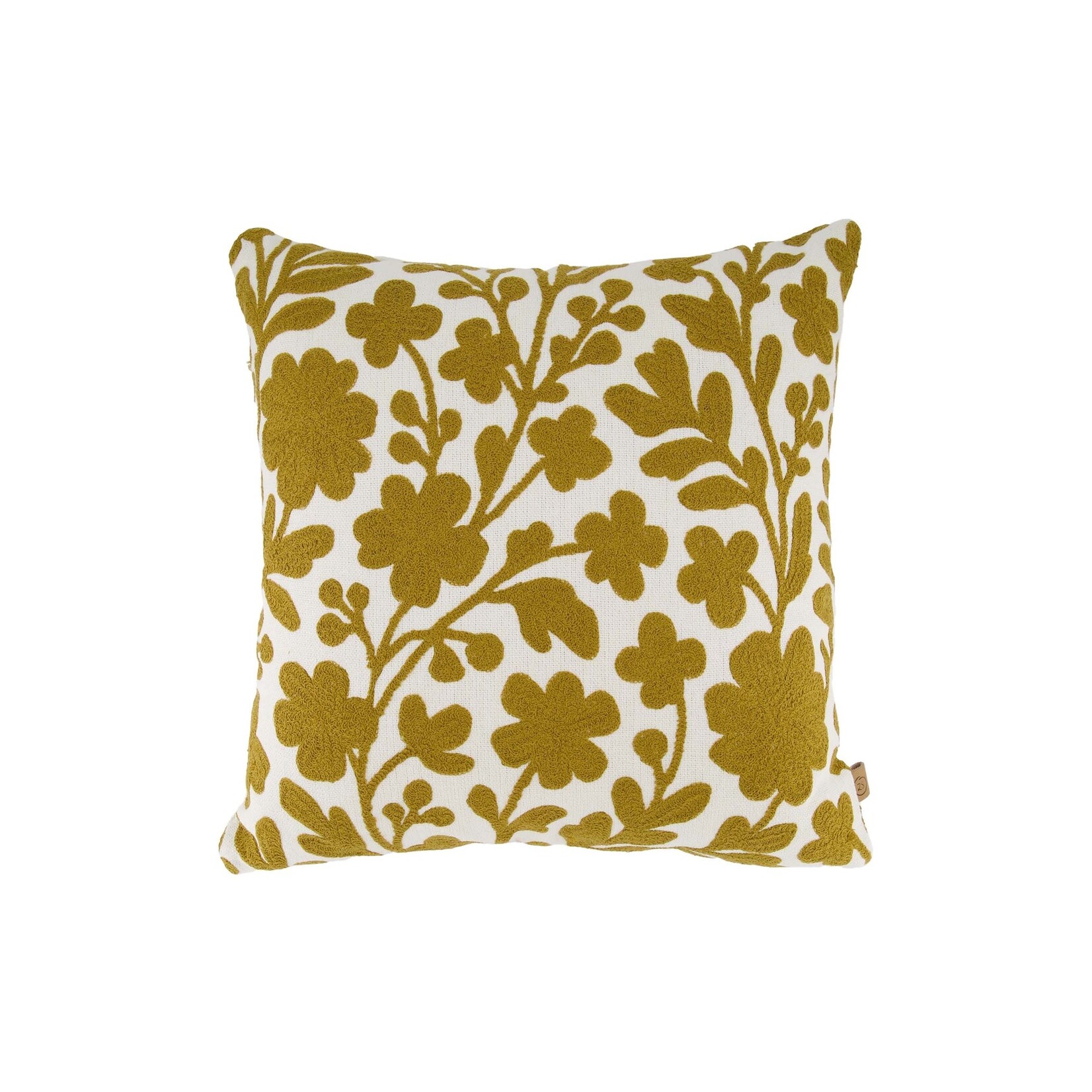 ZUSSS KUSSEN BLOEMEN EMBROIDERY 45X45CM WHITE/OCHRE