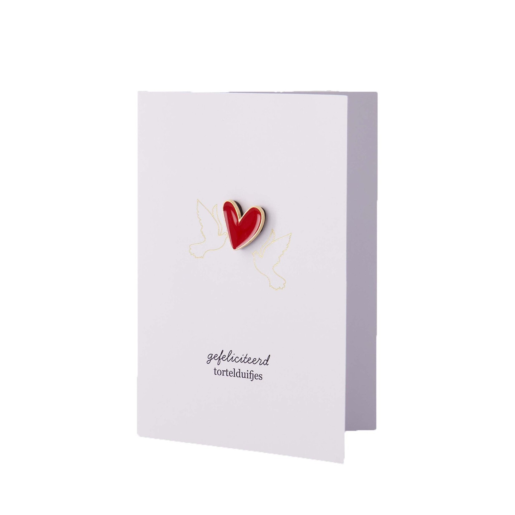 ZUSSS ANSICHTKAART MAGNEETY GEFELICITEERD TORTELDUIFJES WHITE/GOLD