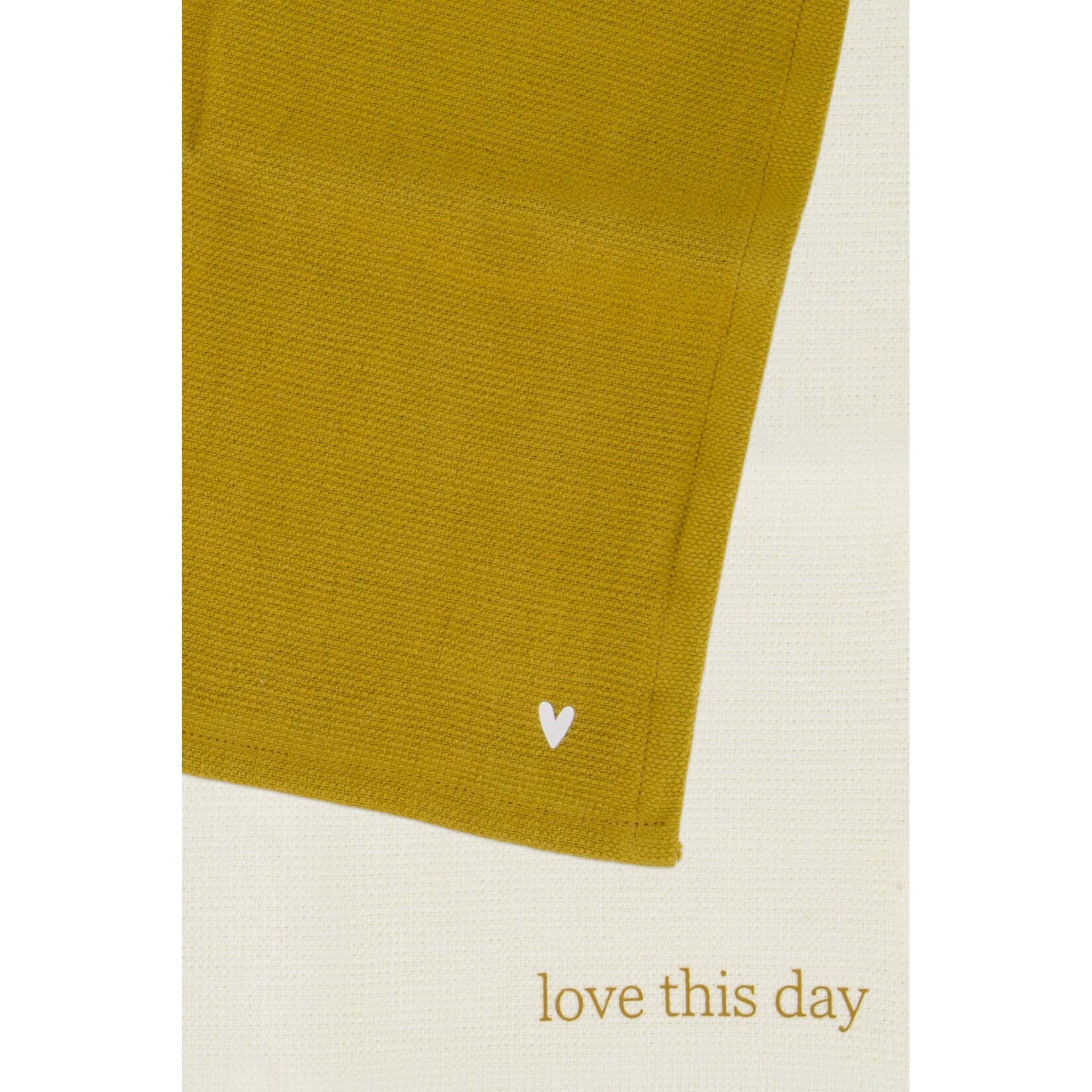 ZUSSS SET VAN 2 VAATDOEKENJES LOVE THIS DAY HARTJE WHITE/GOLD