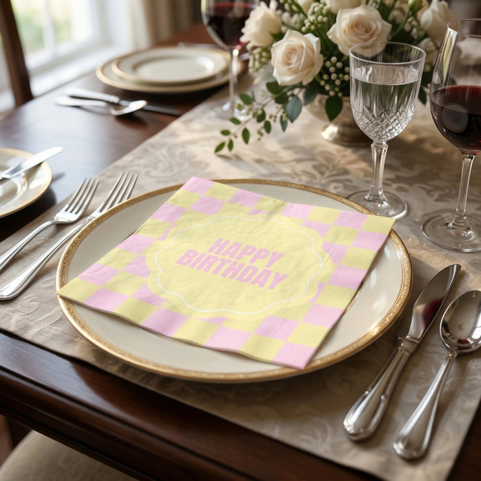 HOUSEVITAMIN Servetten - Happy Birthday geel