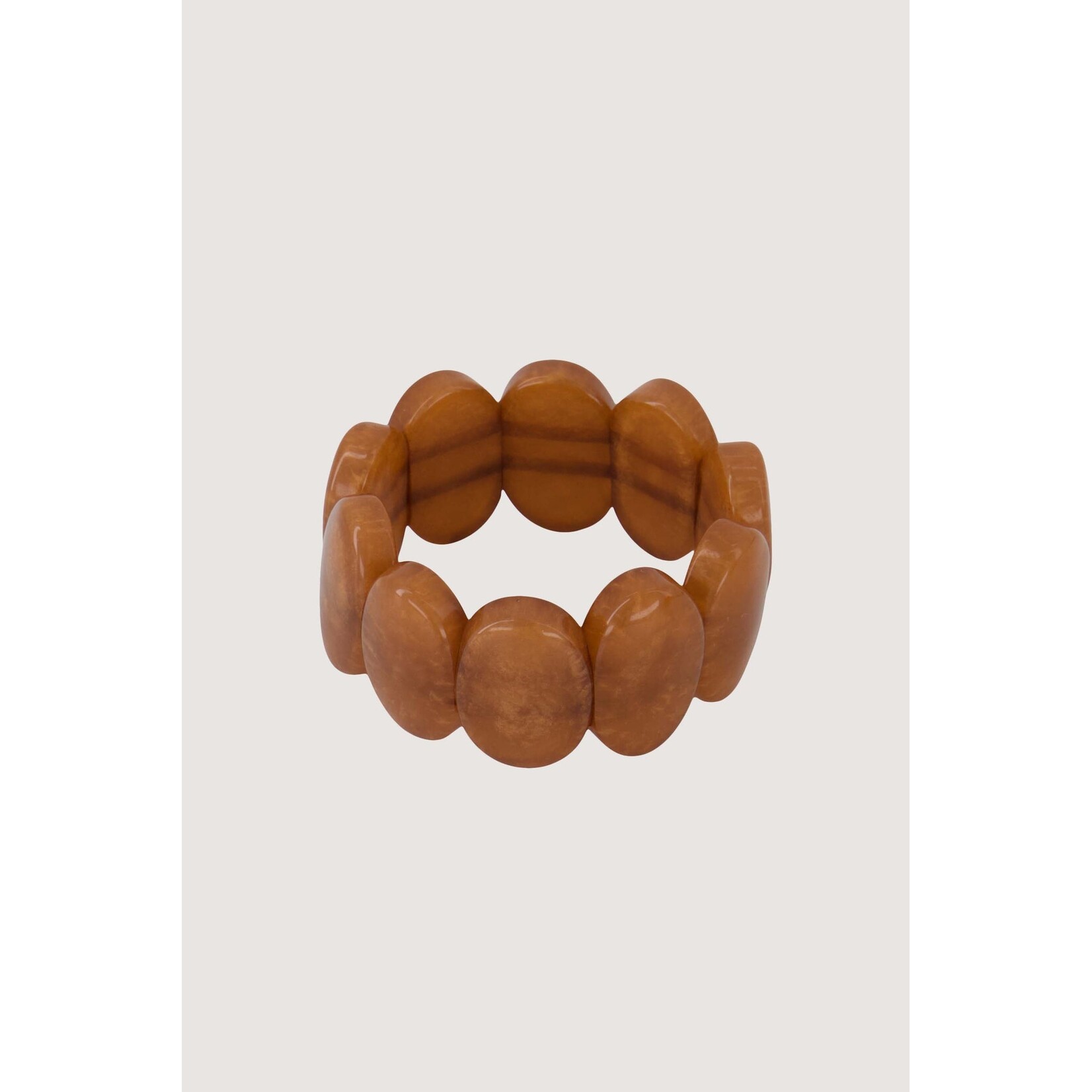 ZUSSS ELASTIEKEN BREDE KRALEN ARMBAND WARM CAMEL