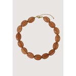 ZUSSS PLATTE KRALEN KETTING WARM CAMEL