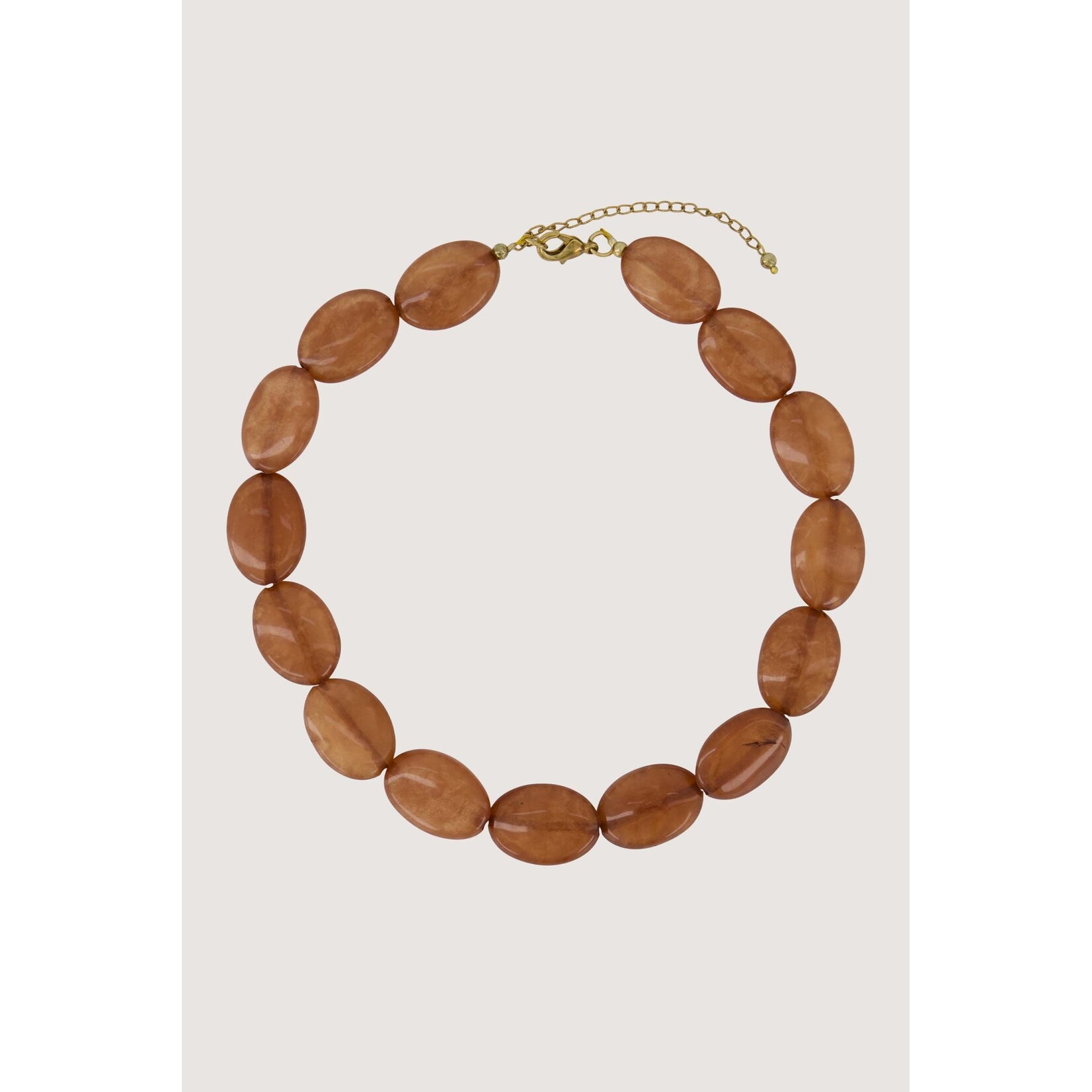 ZUSSS PLATTE KRALEN KETTING WARM CAMEL