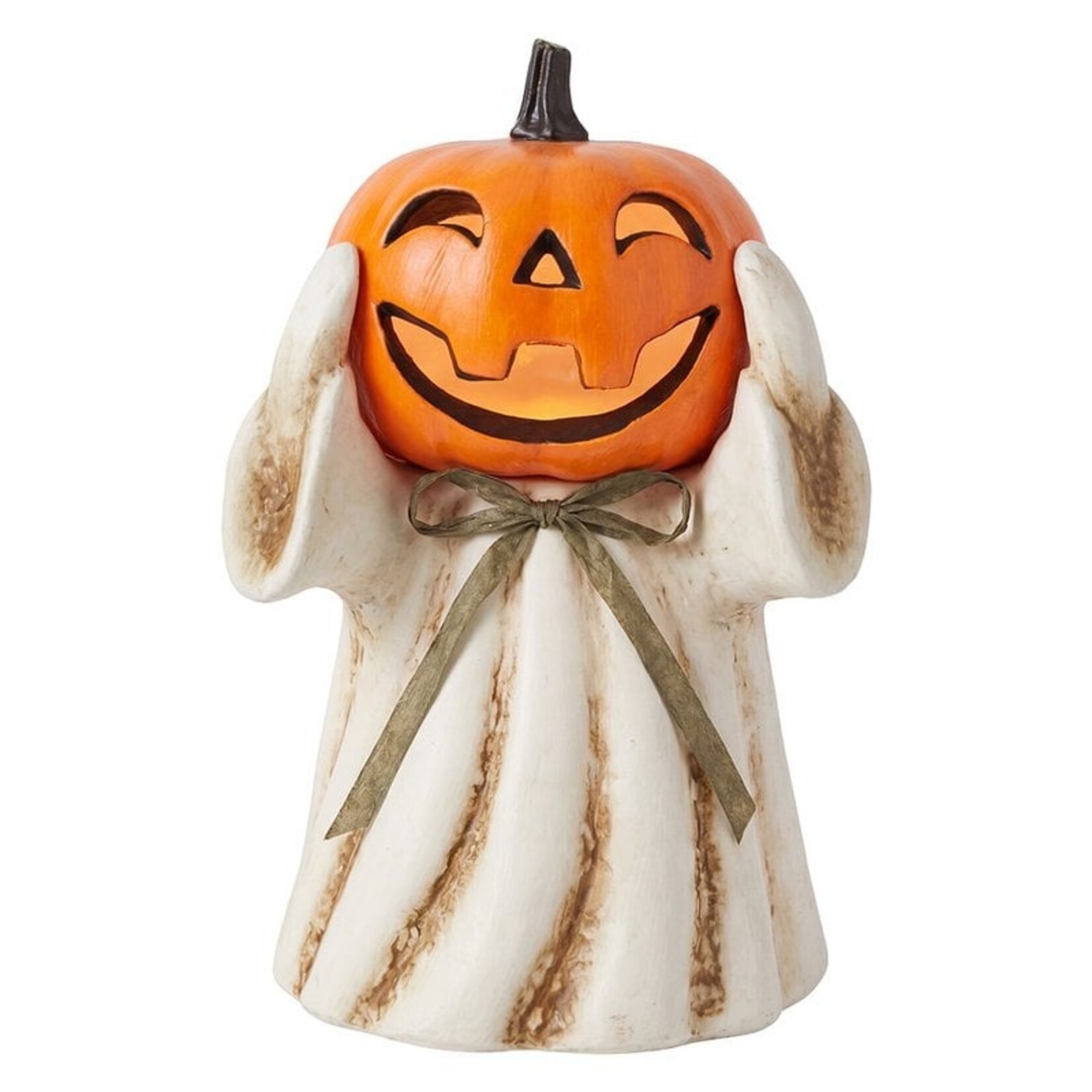 Clayre & Eef Halloween Decoratie Spook Wit/Oranje 25 cm