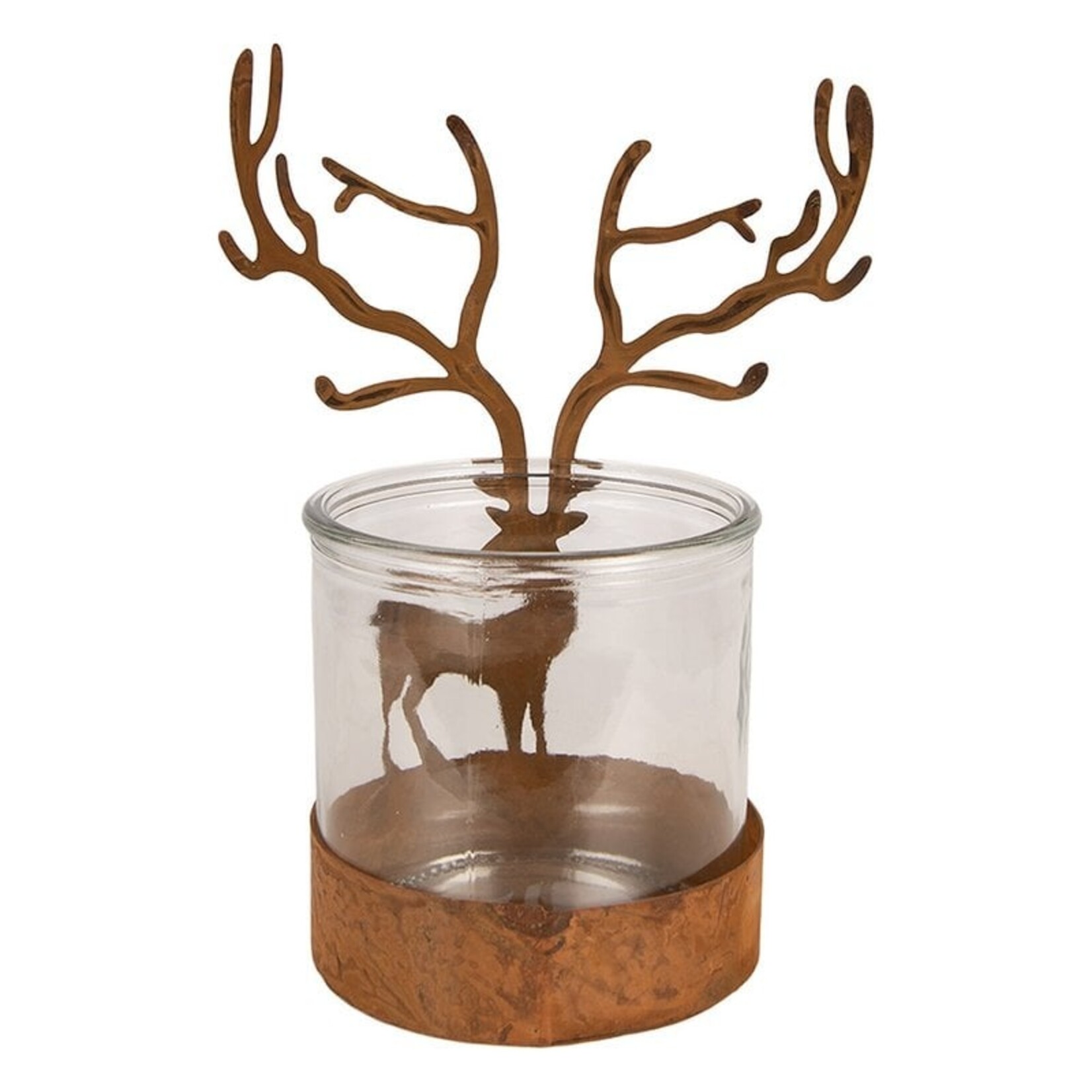 Clayre & Eef Waxinelichthouder Hert Bruin 20 cm