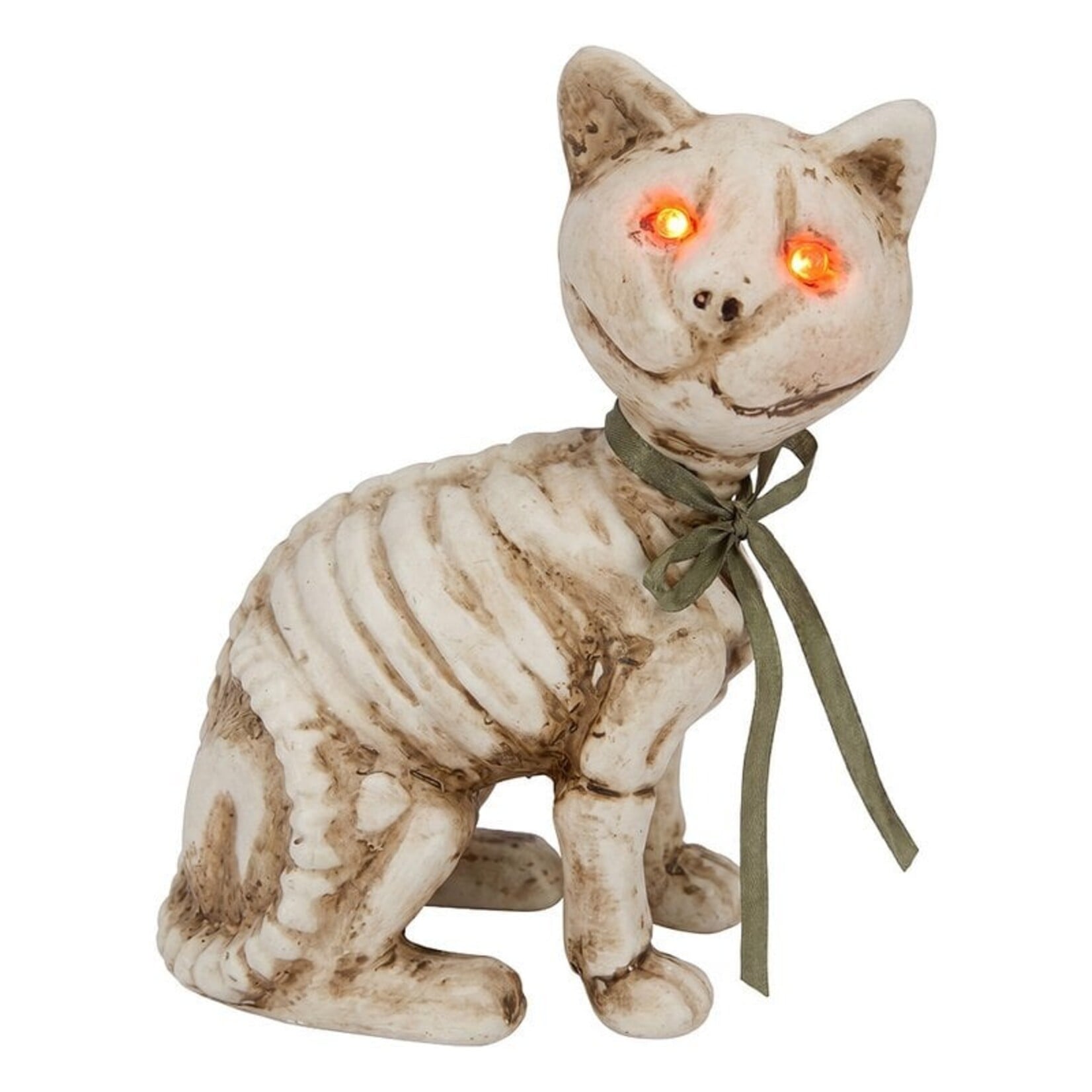Clayre & Eef Halloween Decoratie Skeletkat Wit 17 cm