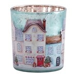 Clayre & Eef WAXINELICHTHOUDER DIA 7X8CM BLAUW GLAS