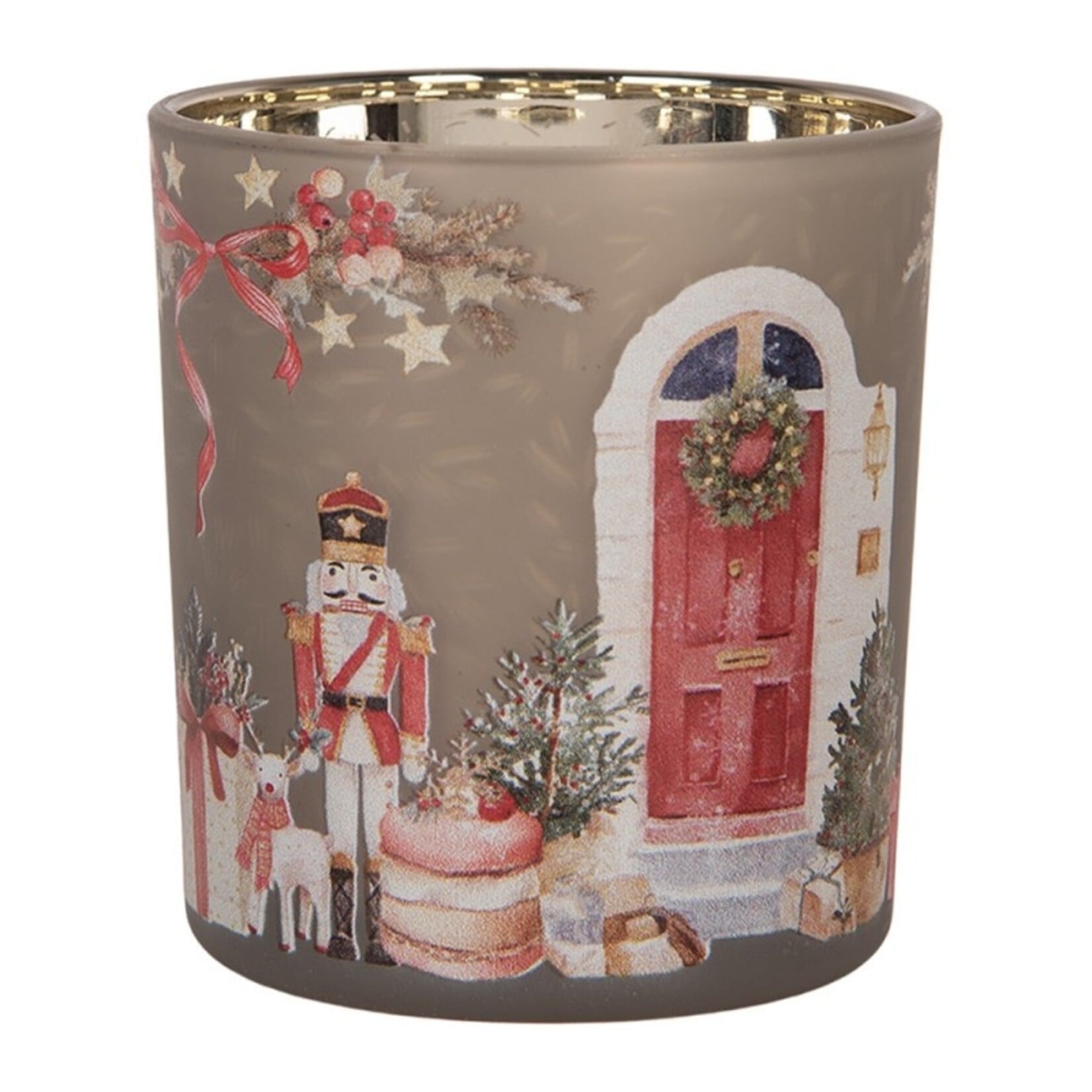 Clayre & Eef WAXINELICHTHOUDER KERST GRIJS 6GL5468