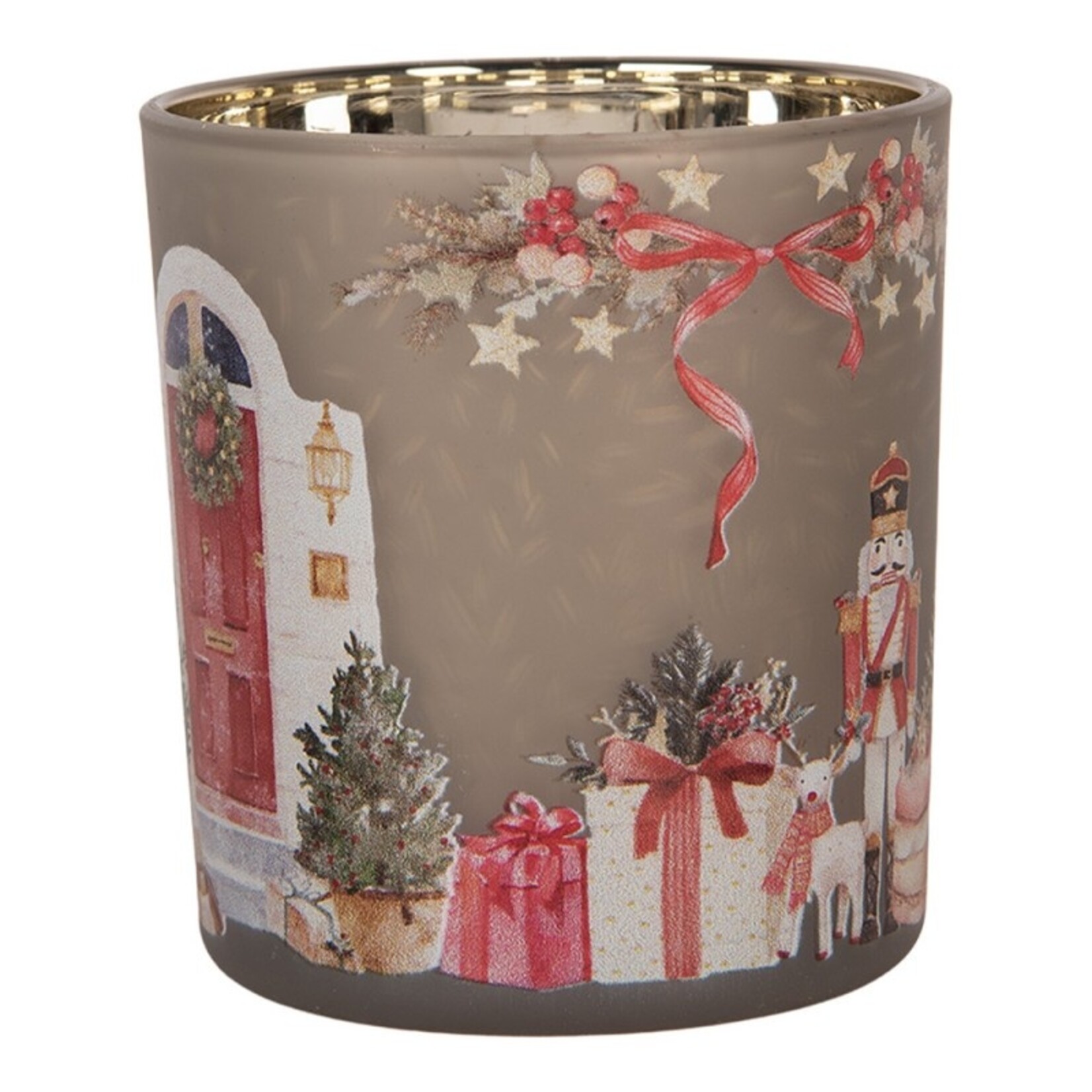 Clayre & Eef WAXINELICHTHOUDER KERST GRIJS 6GL5468