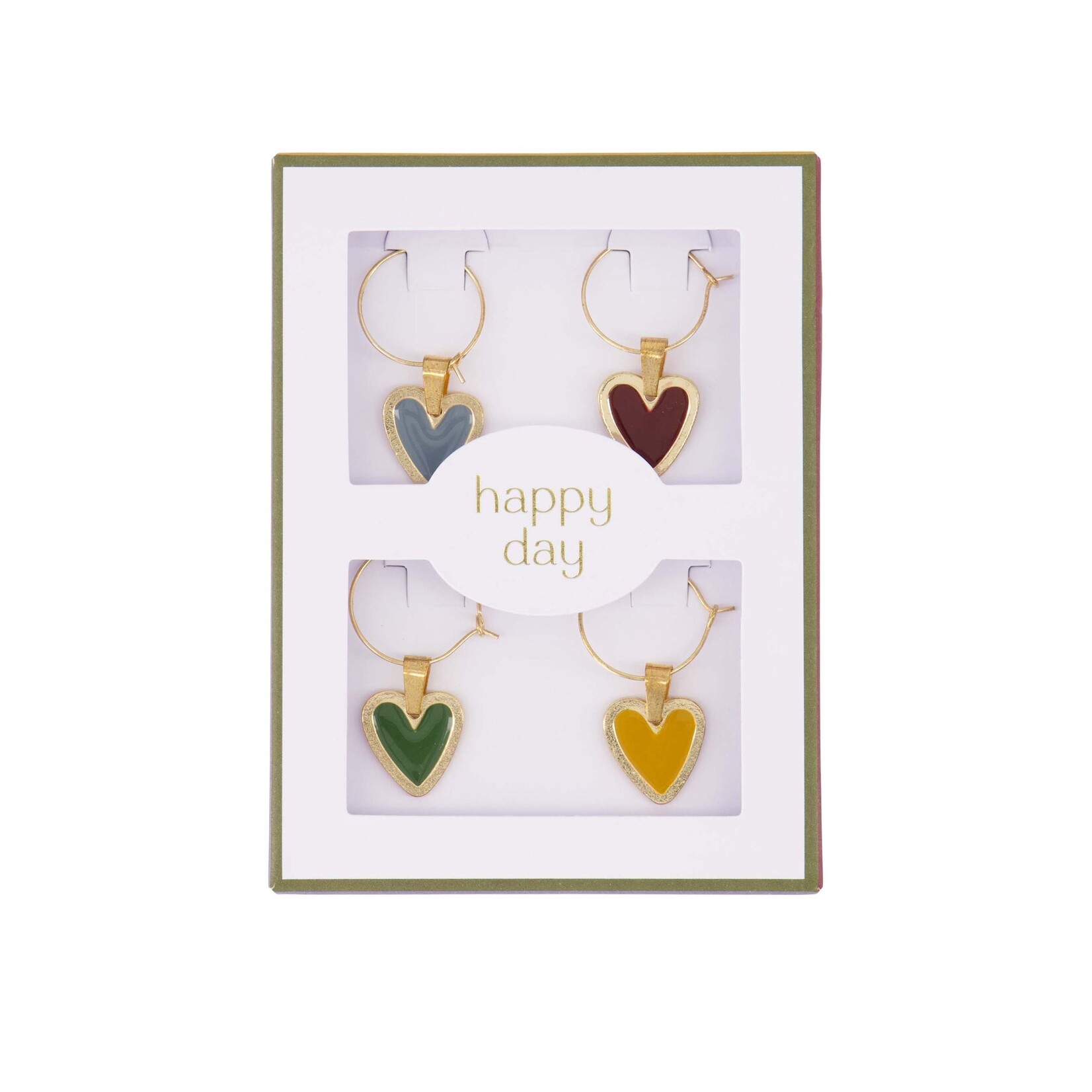 Zusss Wijnglashangers Hartje Happy Day Multicolor – Set van 4