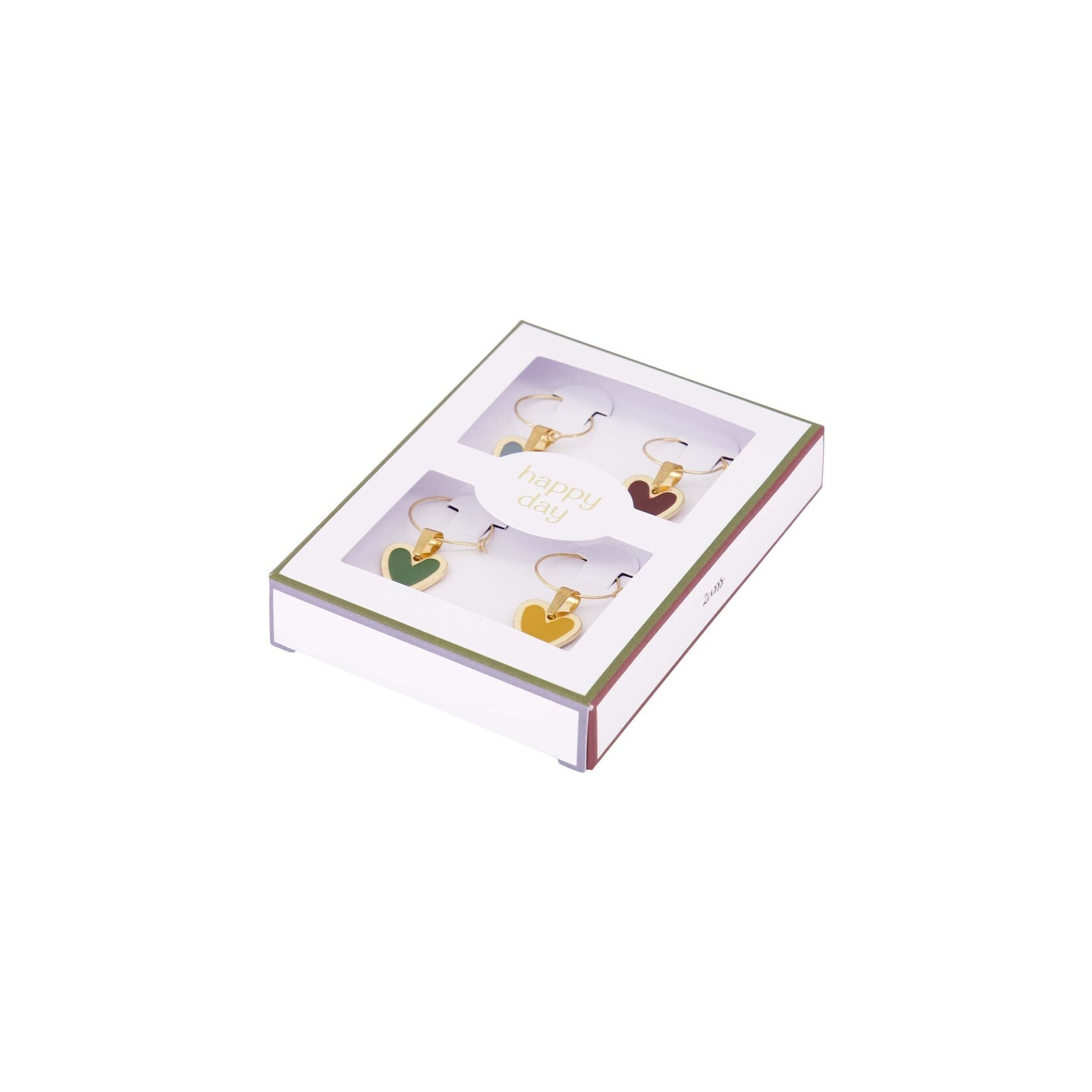 Zusss Wijnglashangers Hartje Happy Day Multicolor – Set van 4