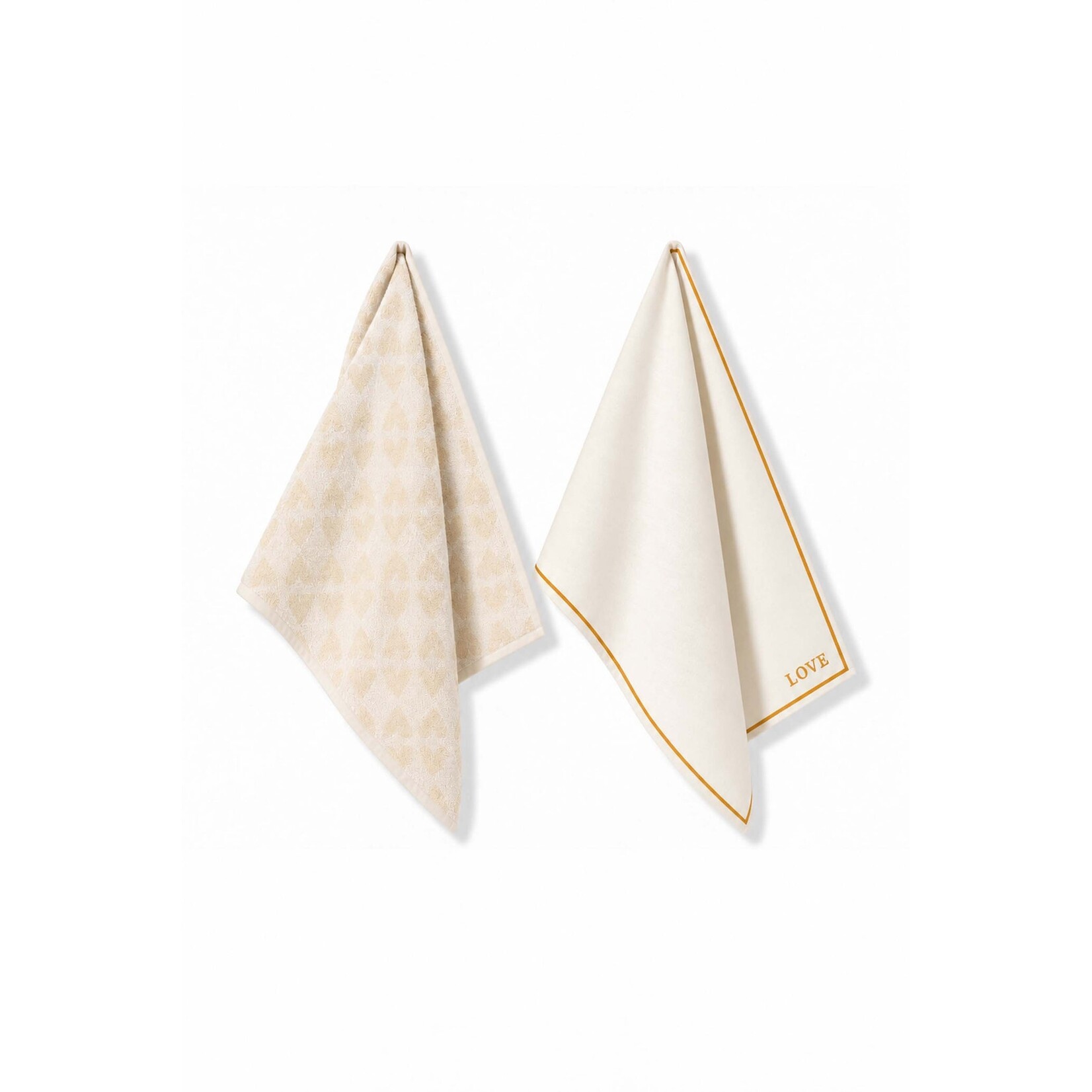 Zusss Keukenset Vlechtpatroon Love Wit/Goud – 2 stuks