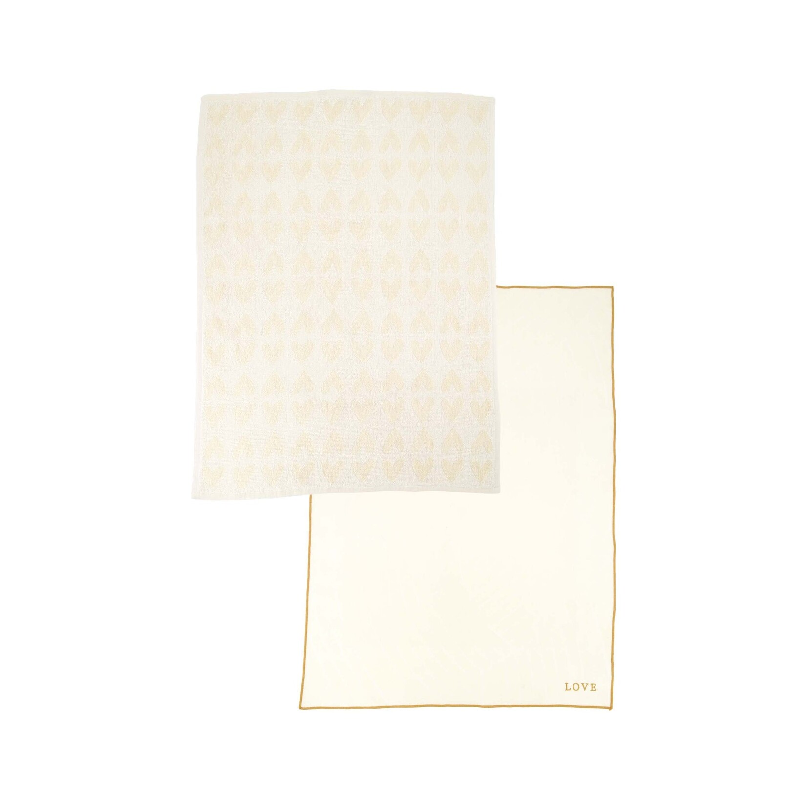 Zusss Keukenset Vlechtpatroon Love Wit/Goud – 2 stuks