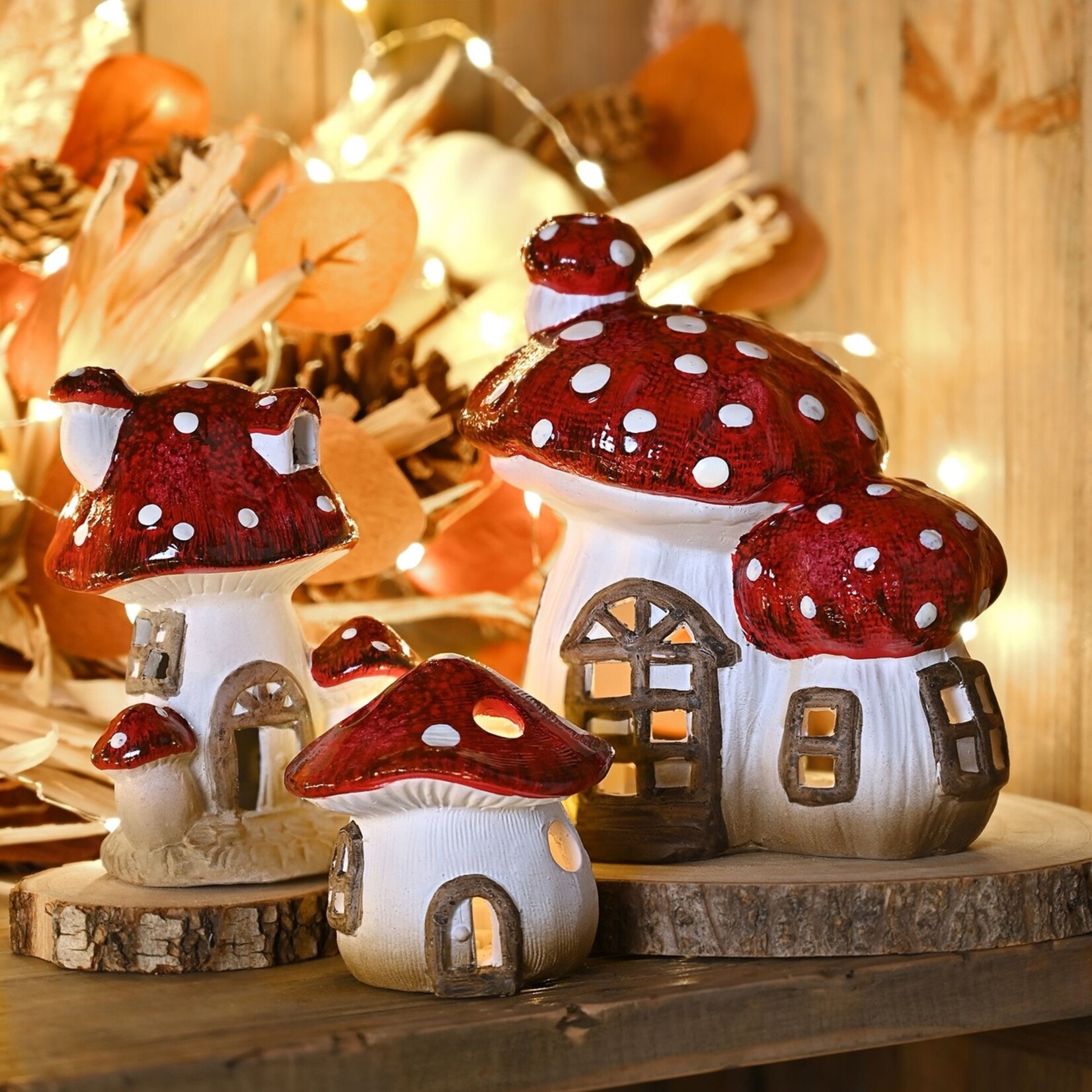 Country Living Decoratief Paddenstoelenhuisje met LED-verlichting