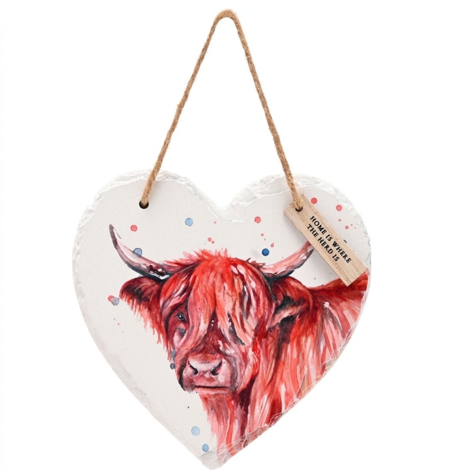 Widdop MEG HAWKINS SLATE HANGING HEART - HIGHLAND COW