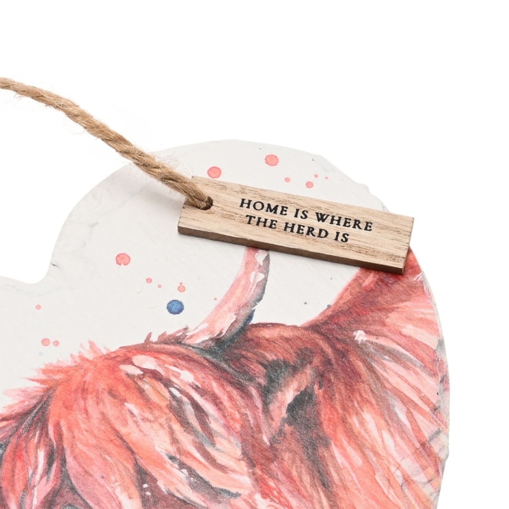 Widdop MEG HAWKINS SLATE HANGING HEART - HIGHLAND COW