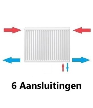 Paneelradiator T22 met 6 Aansluitingen Hoogte 30 cm