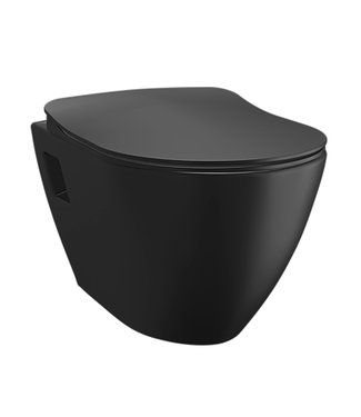 DESIGN OPHANG WC MET RVS SPROEIER (BIDET). MAT ZWART